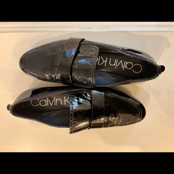 Calvin Klein Black Patent Flats - Picture 2 of 5